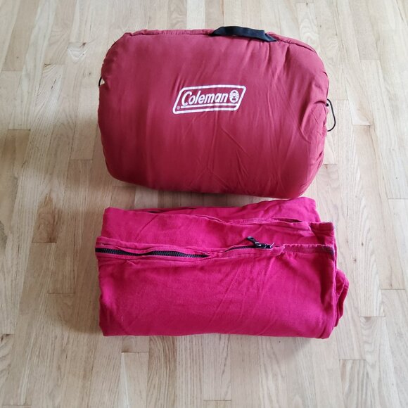 Coleman sleeping bag with matching handmade flannel duvet (with zipper) - Picture 1 of 11